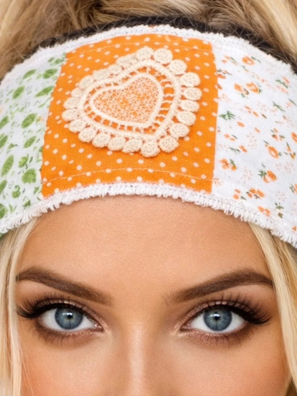 Boho Patchwork Lace Headbands Duo, Wide Fits All Cotton Linen Floral Hairbands